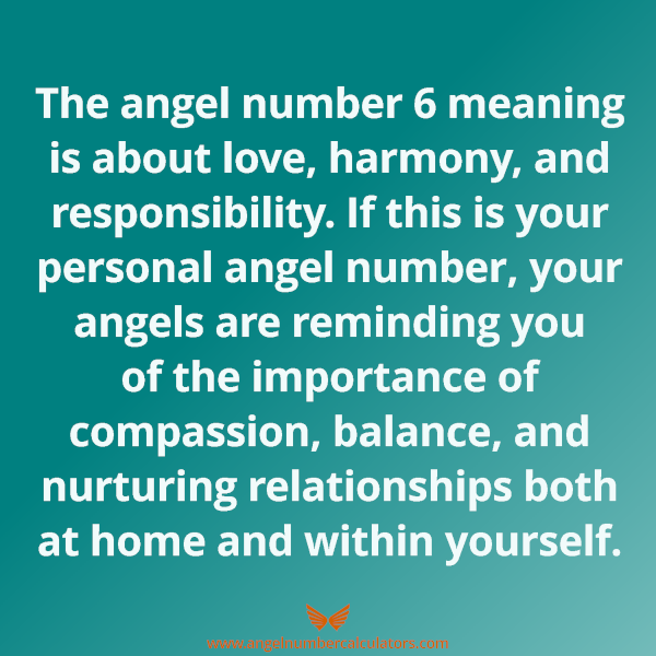 Angel number 6 meaning